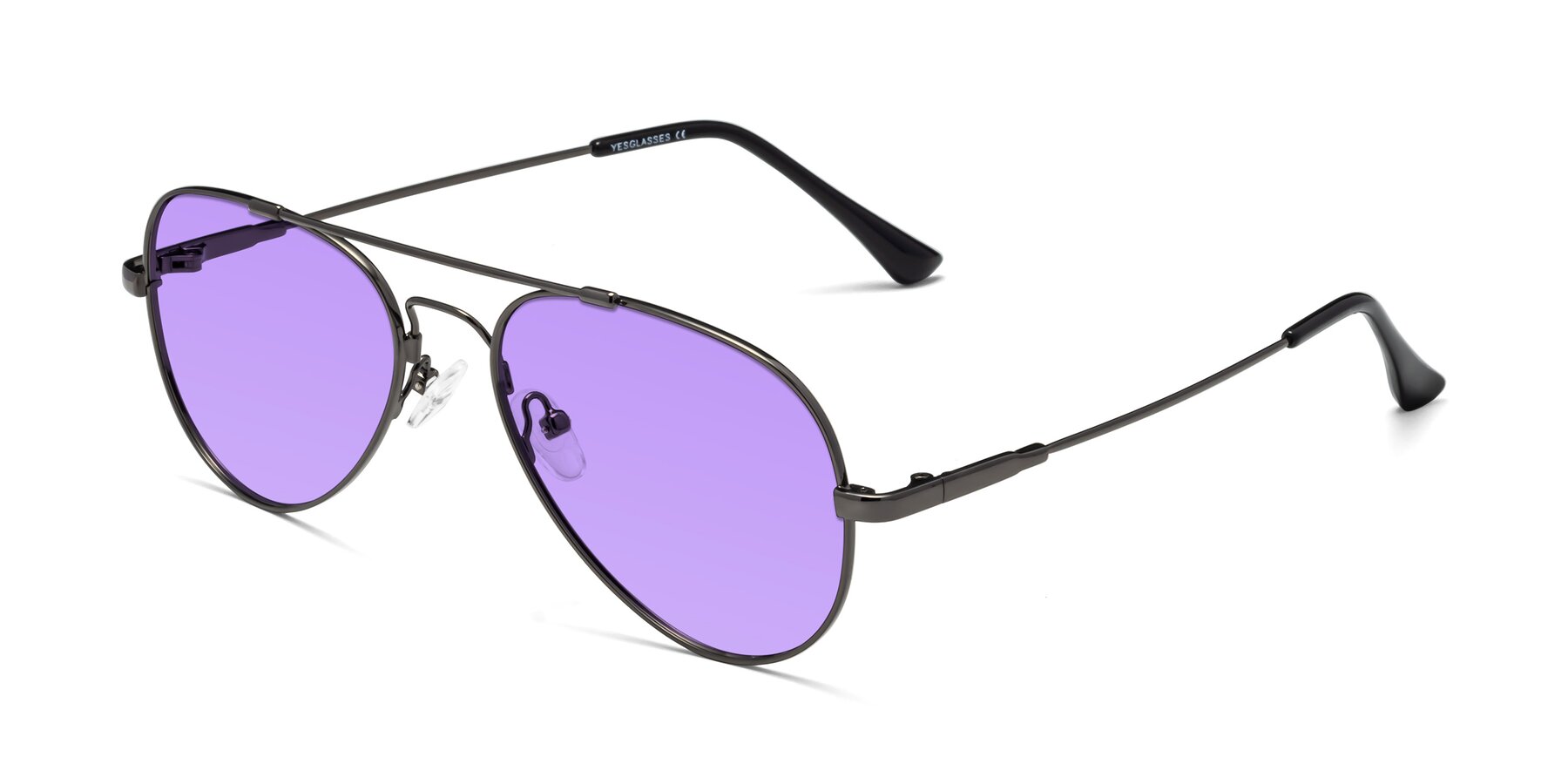 Angle of Dawn in Gunmetal with Medium Purple Tinted Lenses