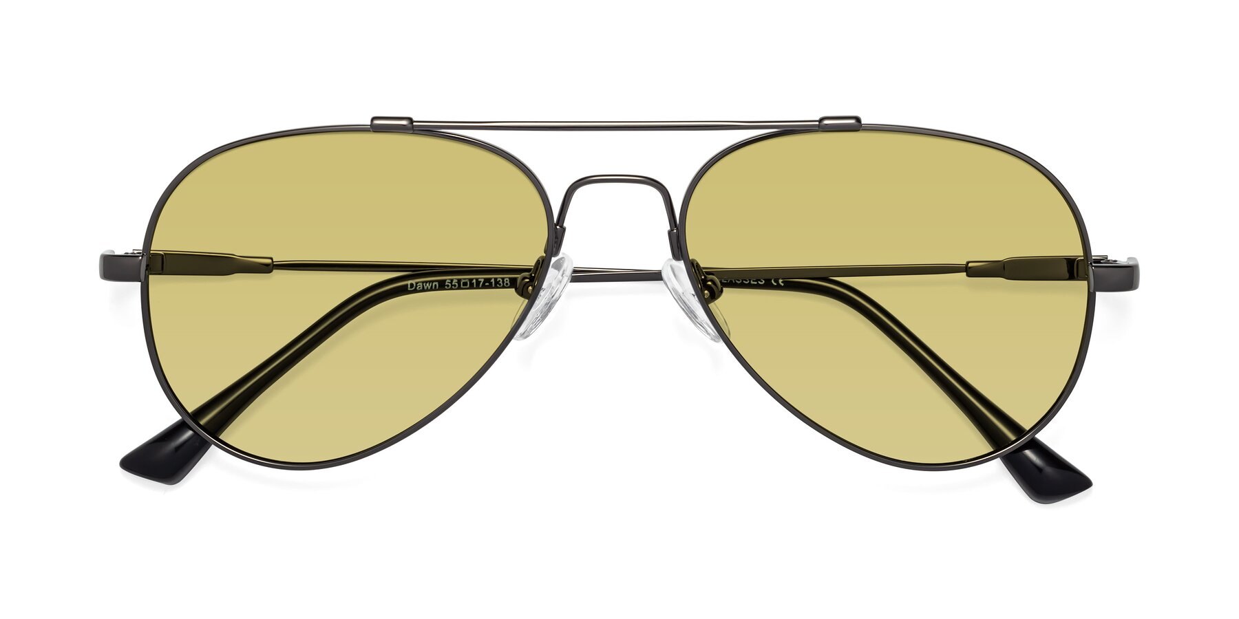 Folded Front of Dawn in Gunmetal with Medium Champagne Tinted Lenses