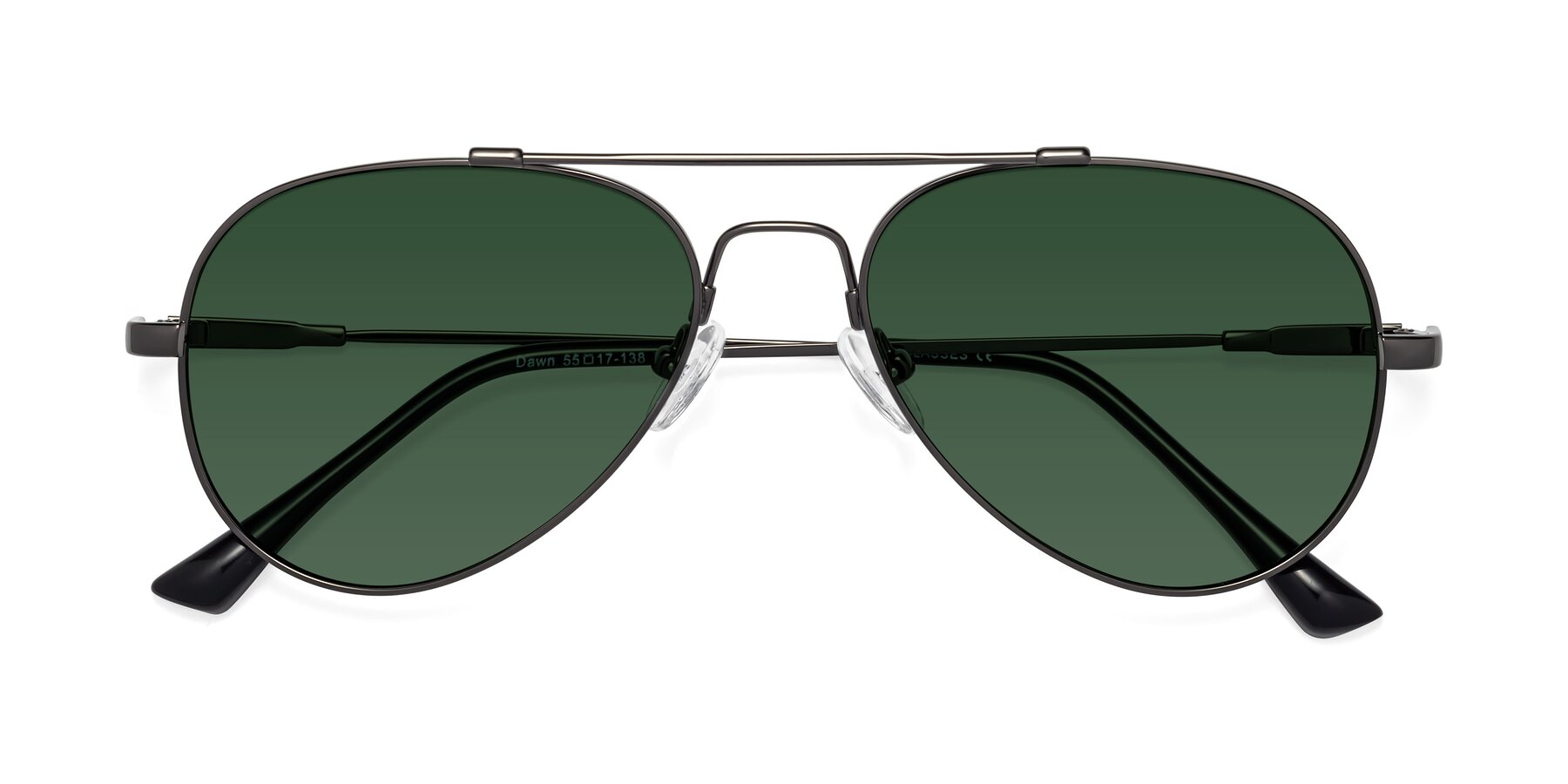 Folded Front of Dawn in Gunmetal with Green Tinted Lenses