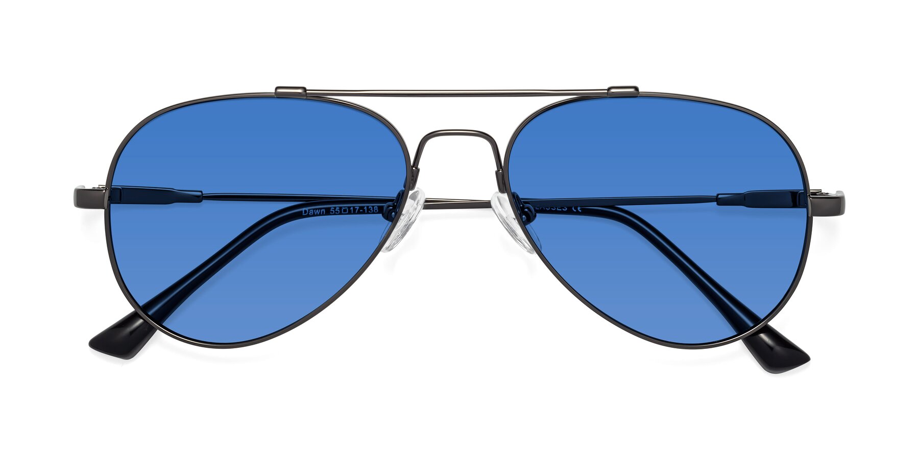 Folded Front of Dawn in Gunmetal with Blue Tinted Lenses