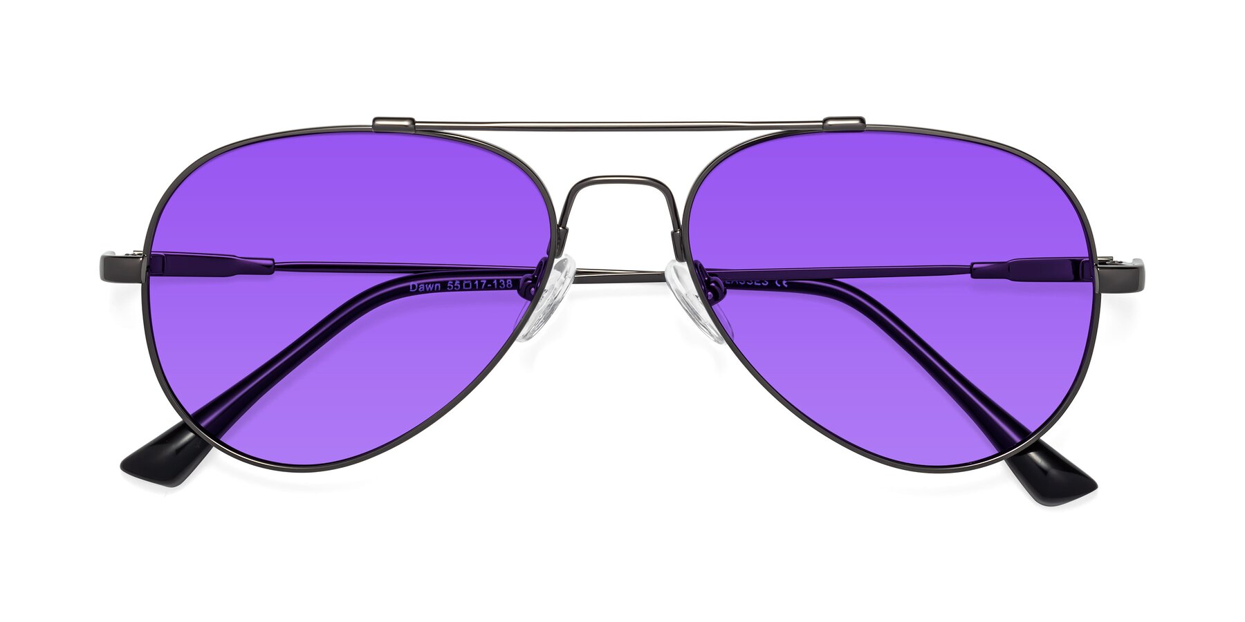 Folded Front of Dawn in Gunmetal with Purple Tinted Lenses