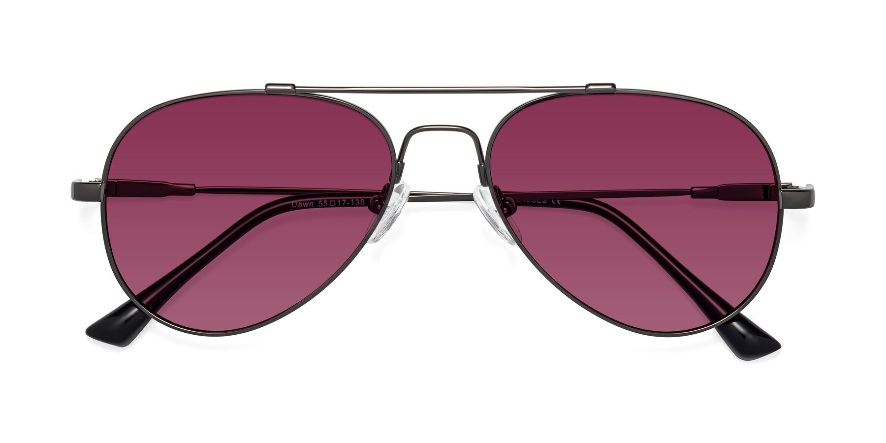 Folded Front of Dawn in Gunmetal with Wine Tinted Lenses