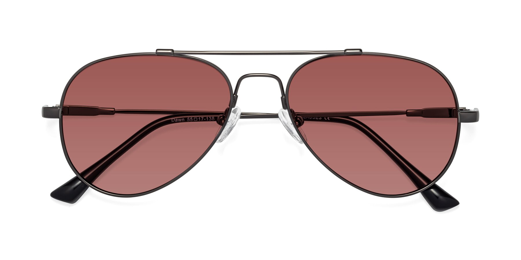 Folded Front of Dawn in Gunmetal with Garnet Tinted Lenses