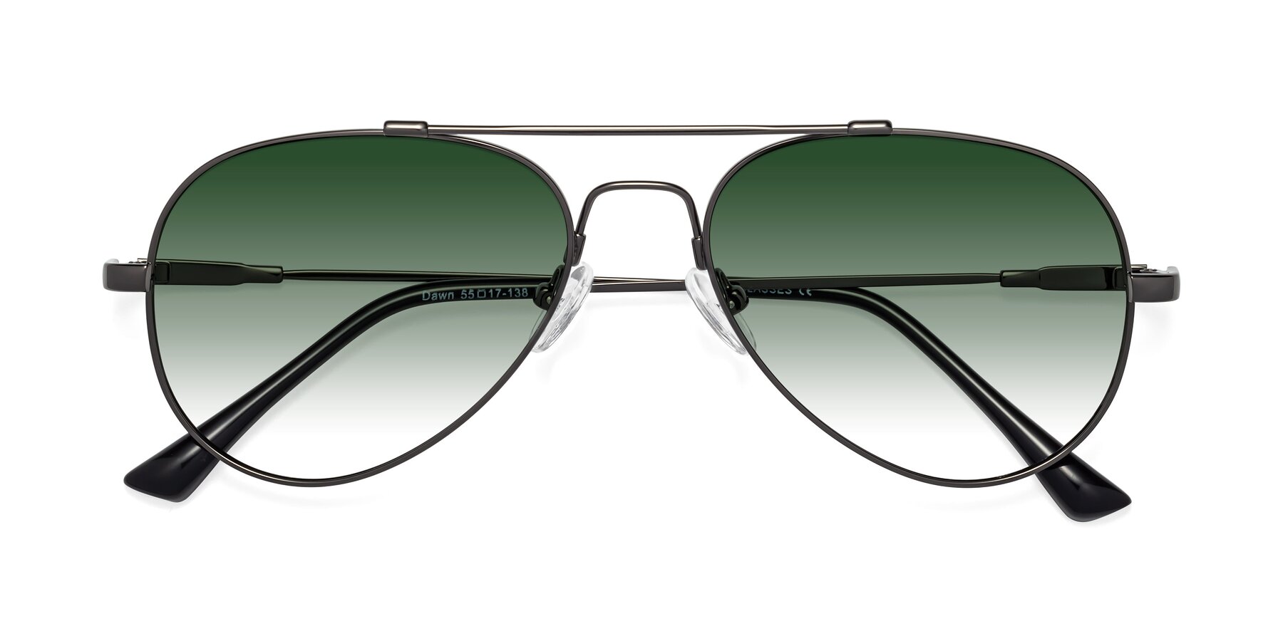 Folded Front of Dawn in Gunmetal with Green Gradient Lenses
