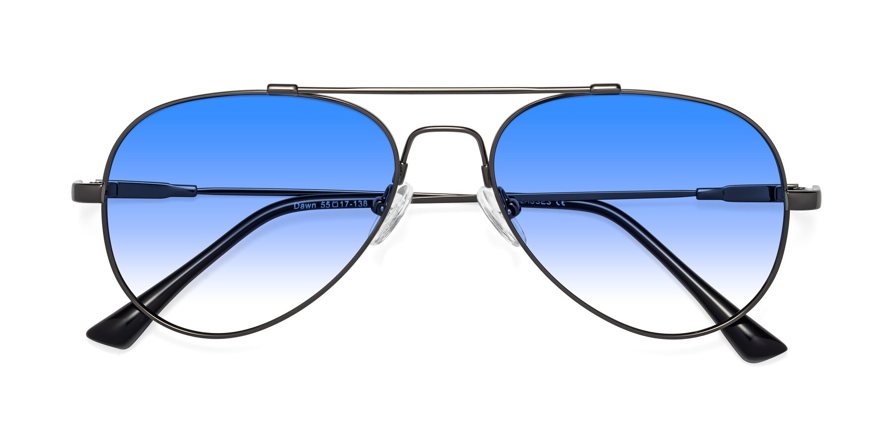 Folded Front of Dawn in Gunmetal with Blue Gradient Lenses