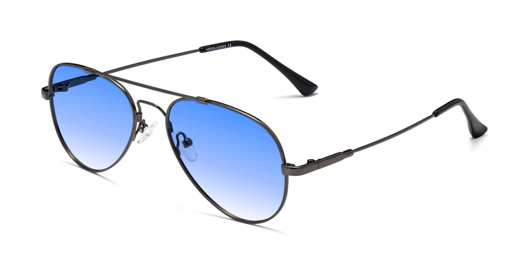 Angle of Dawn in Gunmetal with Blue Gradient Lenses