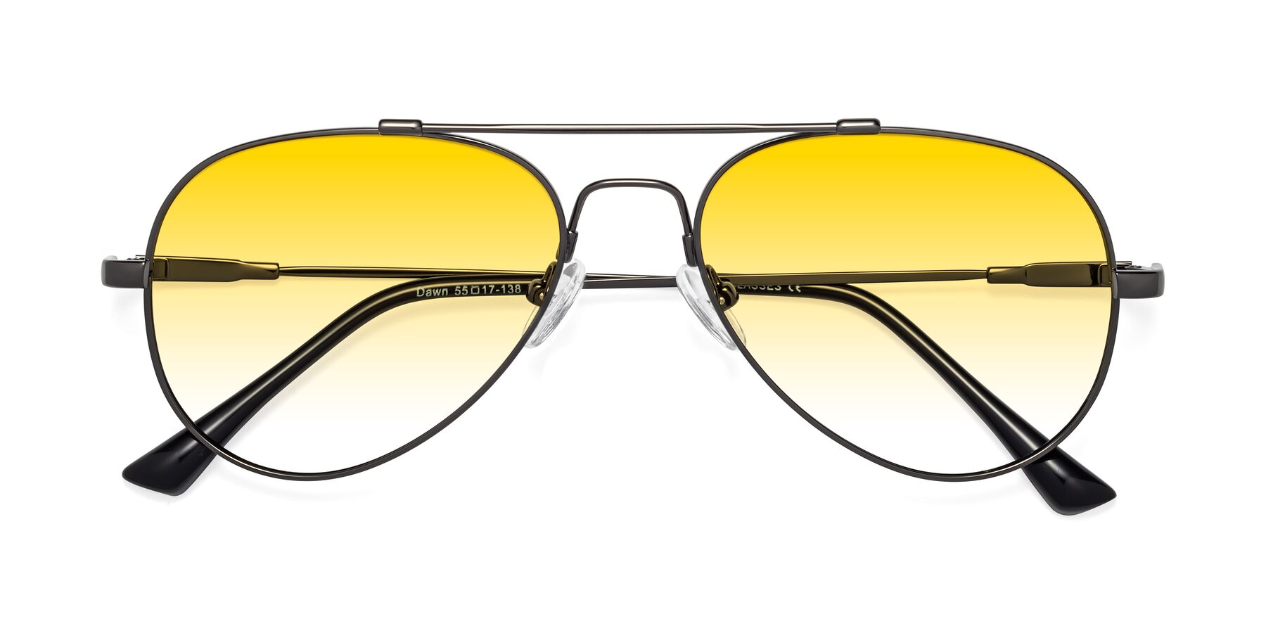 Folded Front of Dawn in Gunmetal with Yellow Gradient Lenses