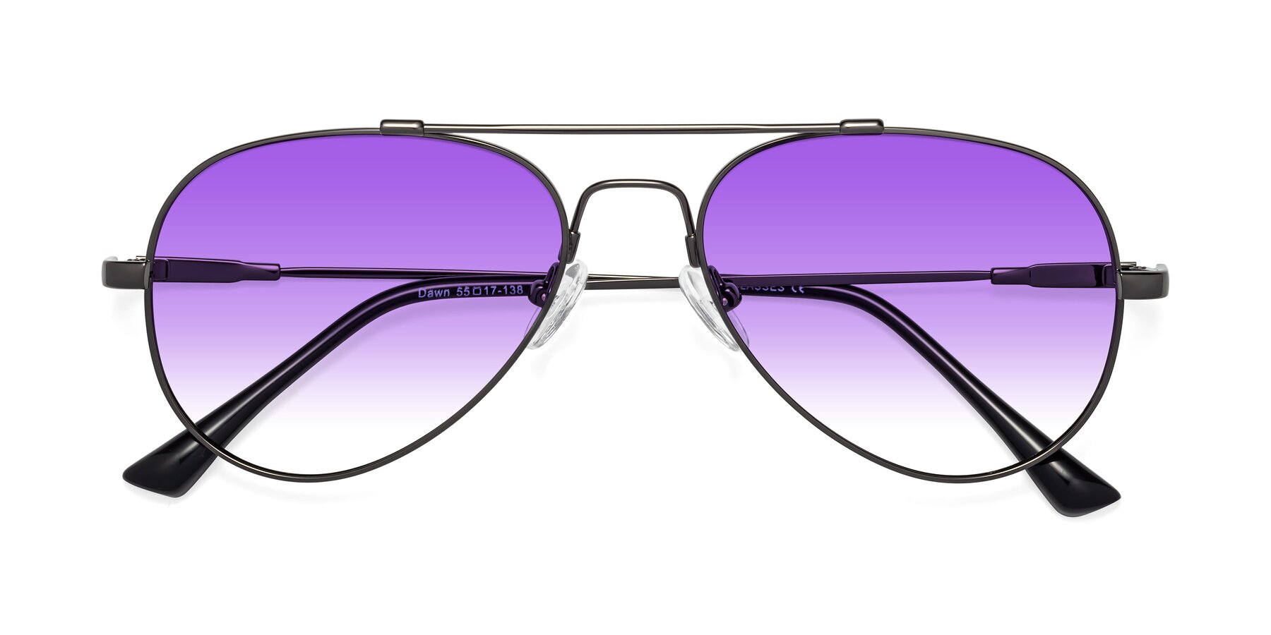 Folded Front of Dawn in Gunmetal with Purple Gradient Lenses