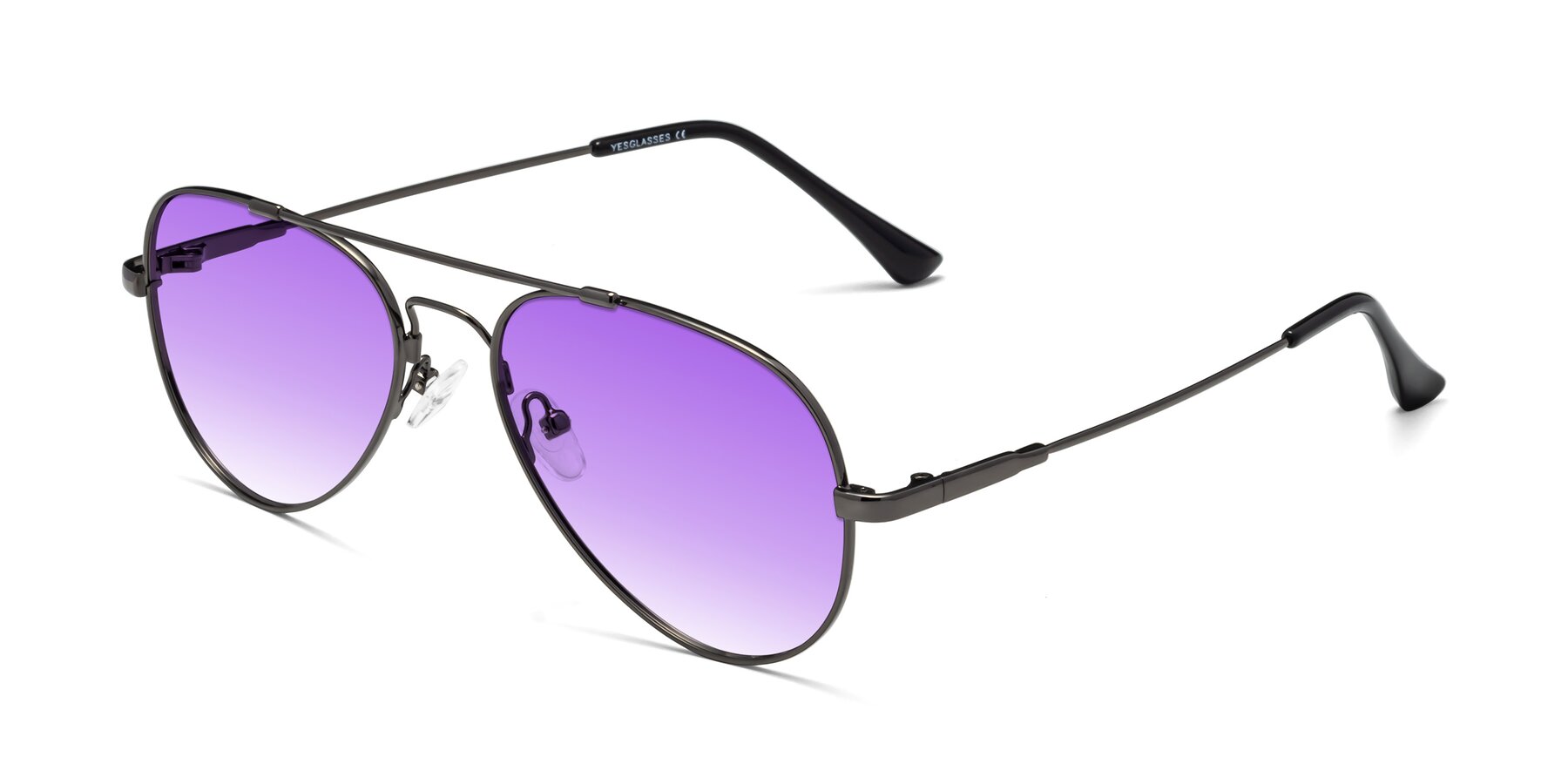 Angle of Dawn in Gunmetal with Purple Gradient Lenses