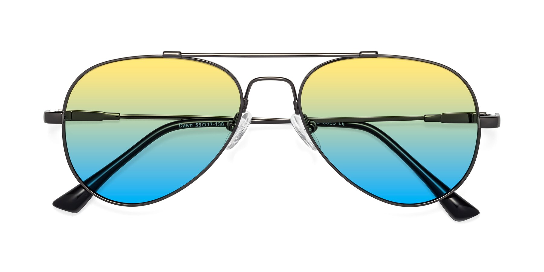 Folded Front of Dawn in Gunmetal with Yellow / Blue Gradient Lenses