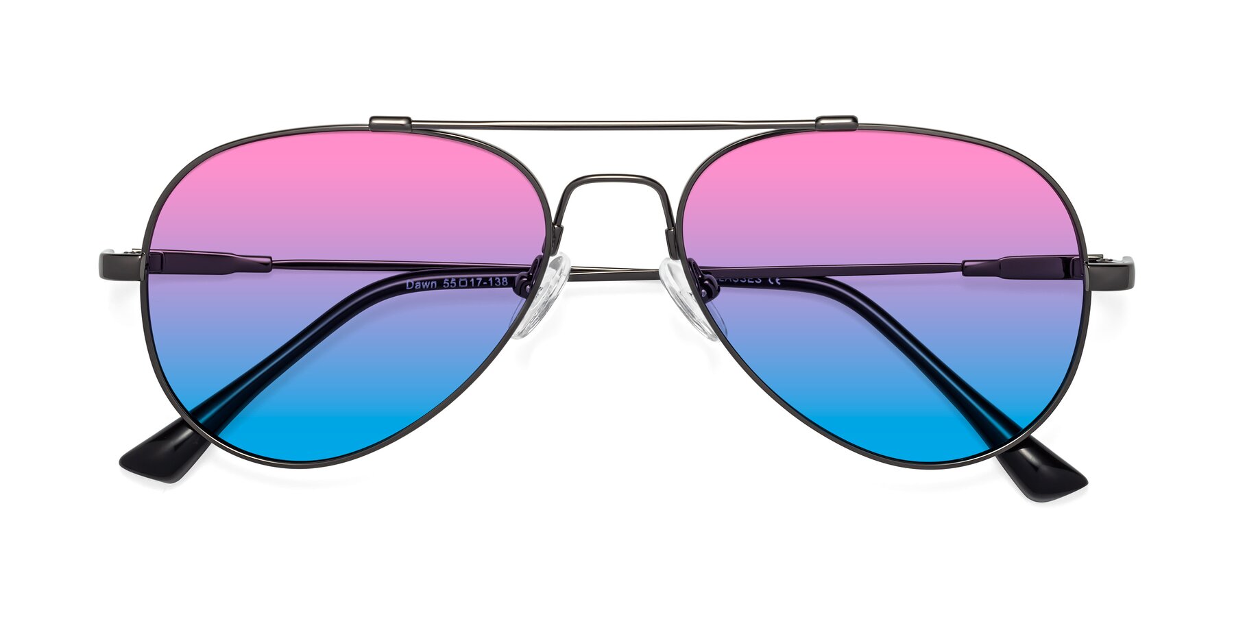 Folded Front of Dawn in Gunmetal with Pink / Blue Gradient Lenses