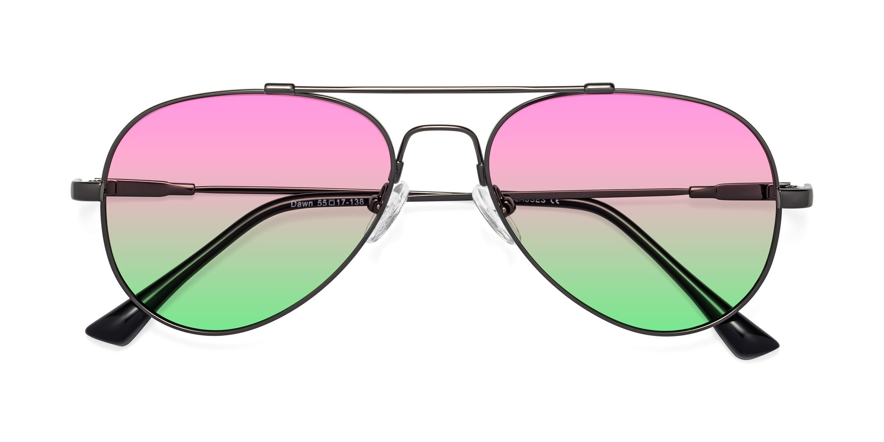 Folded Front of Dawn in Gunmetal with Pink / Green Gradient Lenses