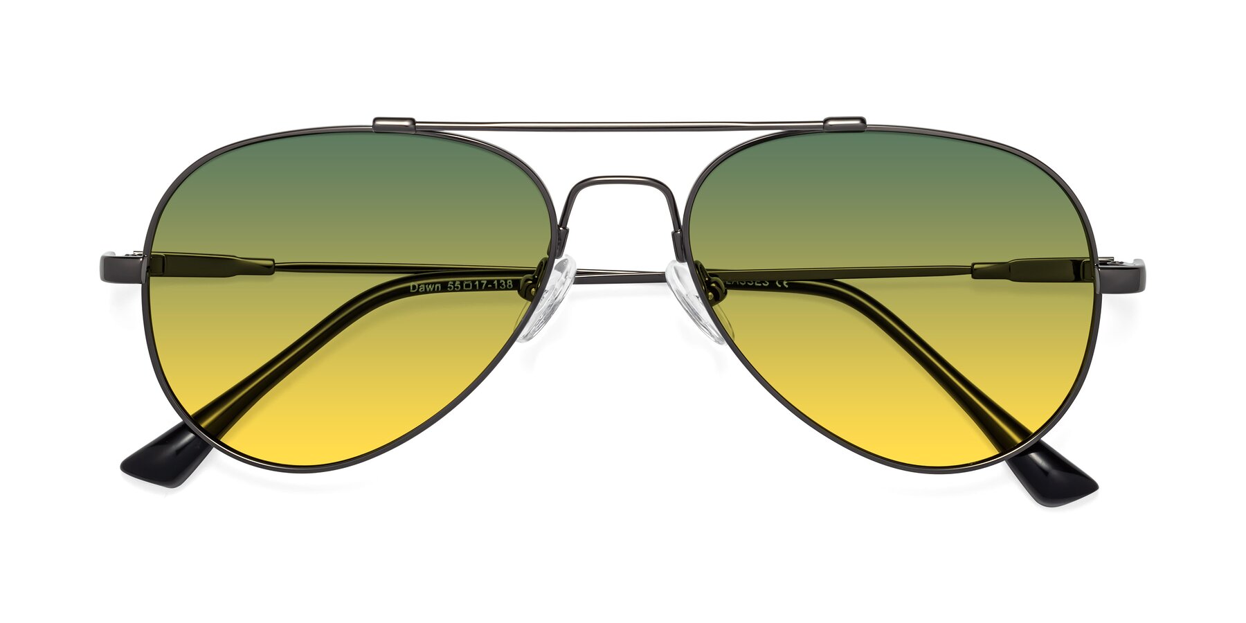 Folded Front of Dawn in Gunmetal with Green / Yellow Gradient Lenses
