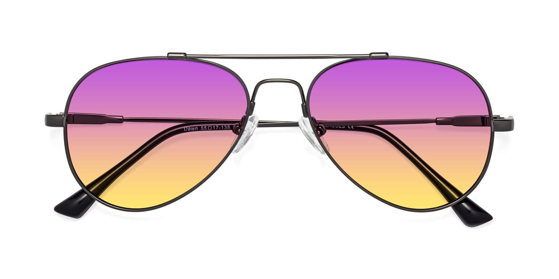 Folded Front of Dawn in Gunmetal with Purple / Yellow Gradient Lenses