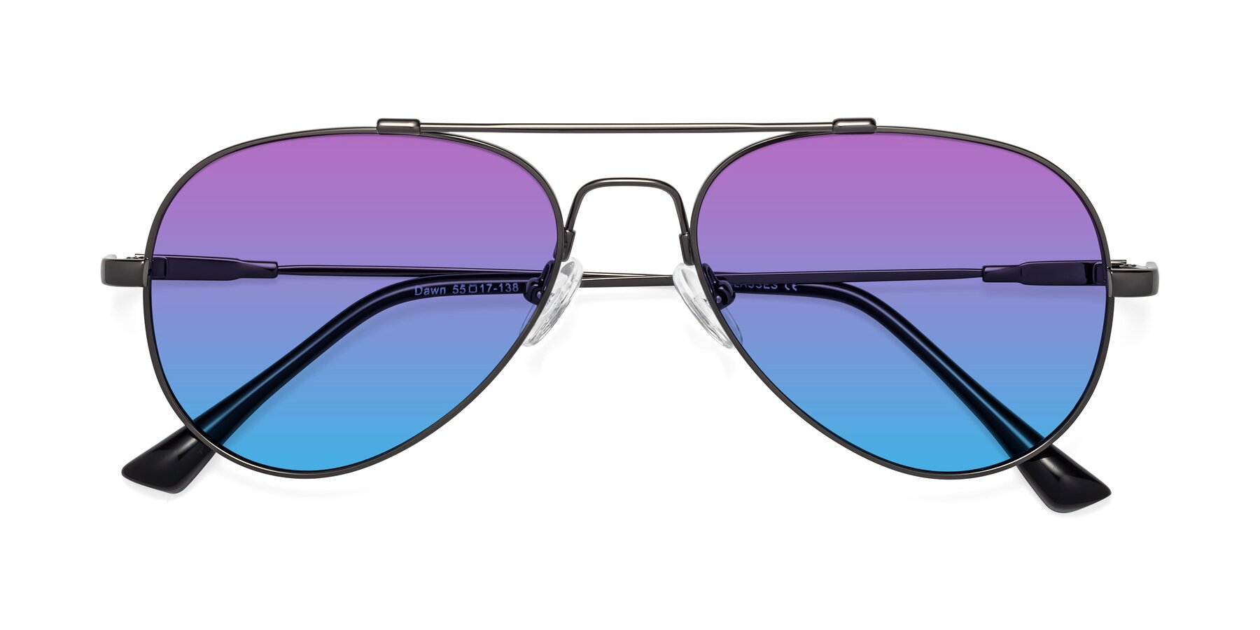 Folded Front of Dawn in Gunmetal with Purple / Blue Gradient Lenses