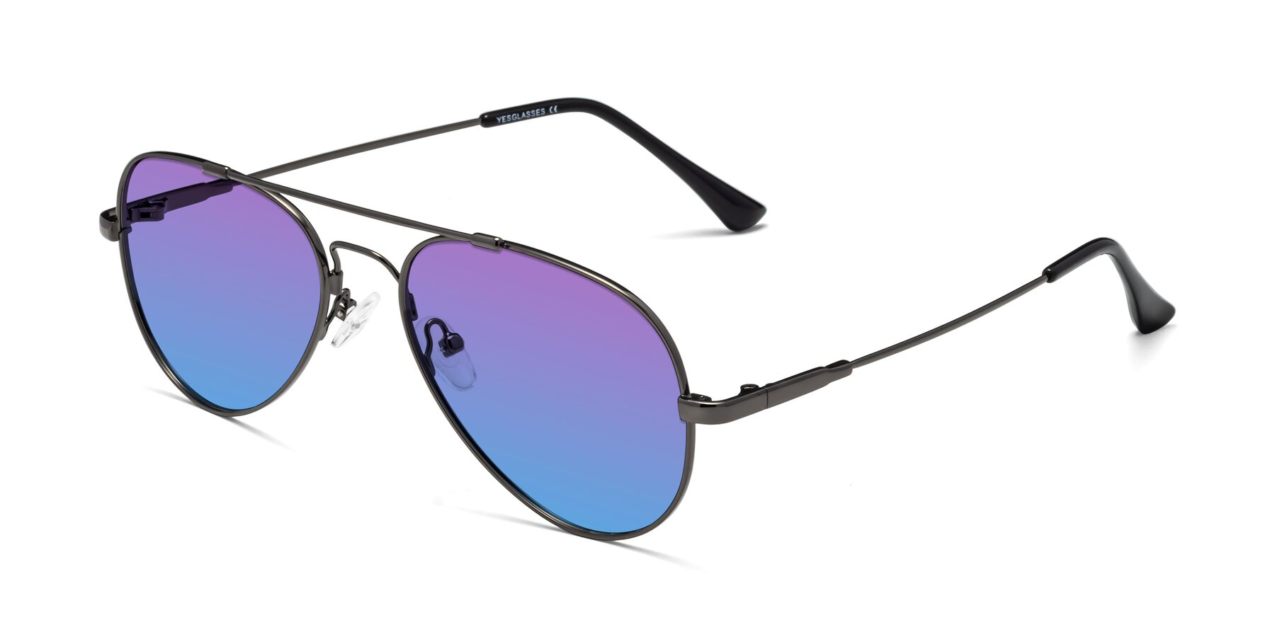 Angle of Dawn in Gunmetal with Purple / Blue Gradient Lenses