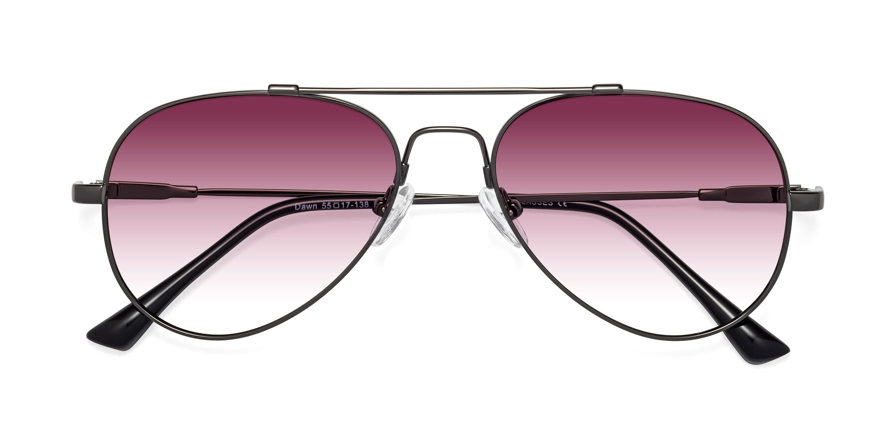 Folded Front of Dawn in Gunmetal with Wine Gradient Lenses