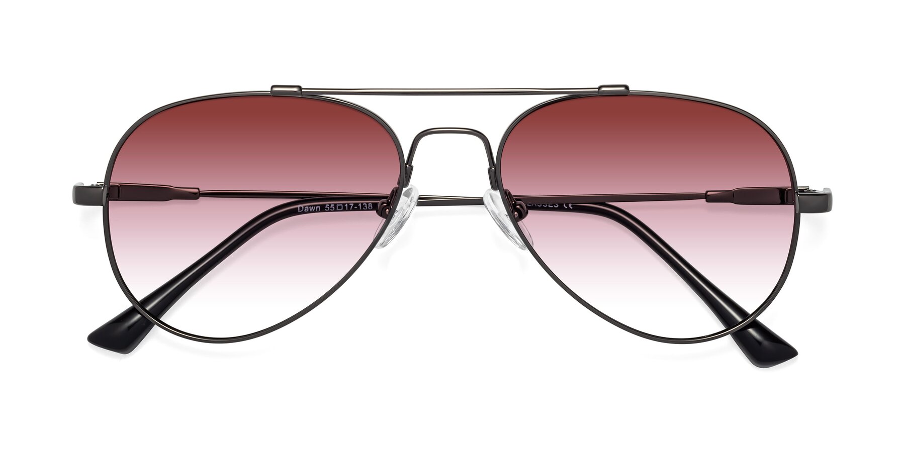 Folded Front of Dawn in Gunmetal with Garnet Gradient Lenses