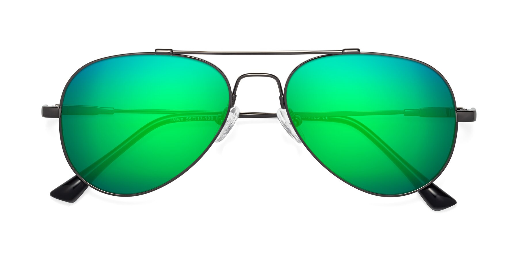 Folded Front of Dawn in Gunmetal with Green Mirrored Lenses