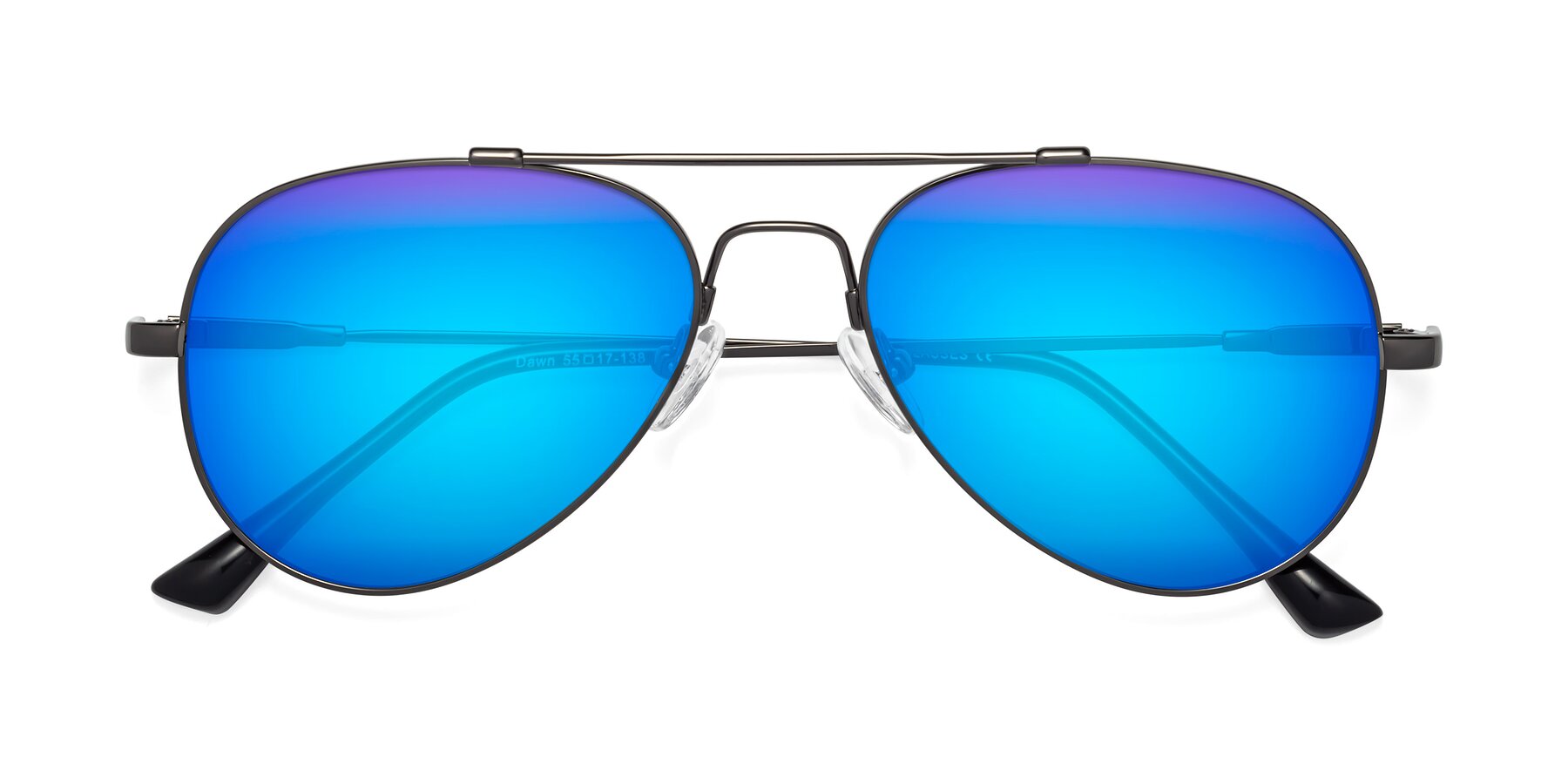 Folded Front of Dawn in Gunmetal with Blue Mirrored Lenses