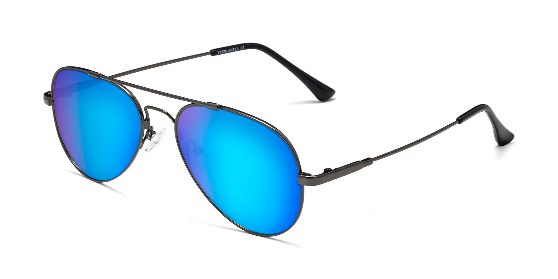 Angle of Dawn in Gunmetal with Blue Mirrored Lenses