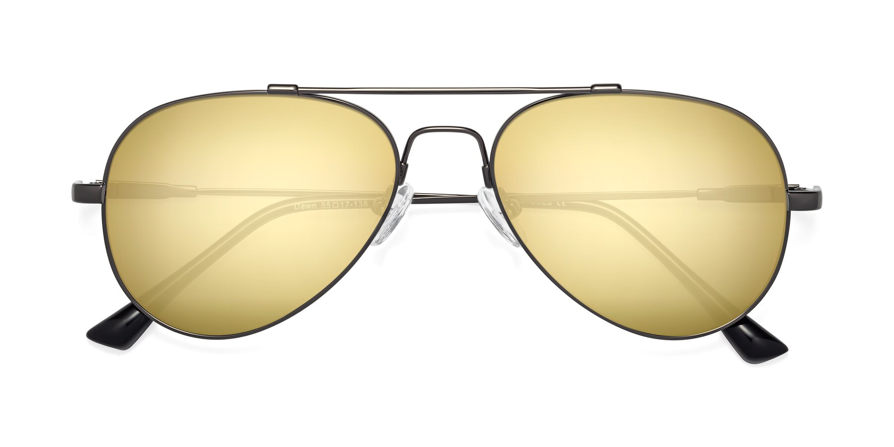Folded Front of Dawn in Gunmetal with Gold Mirrored Lenses