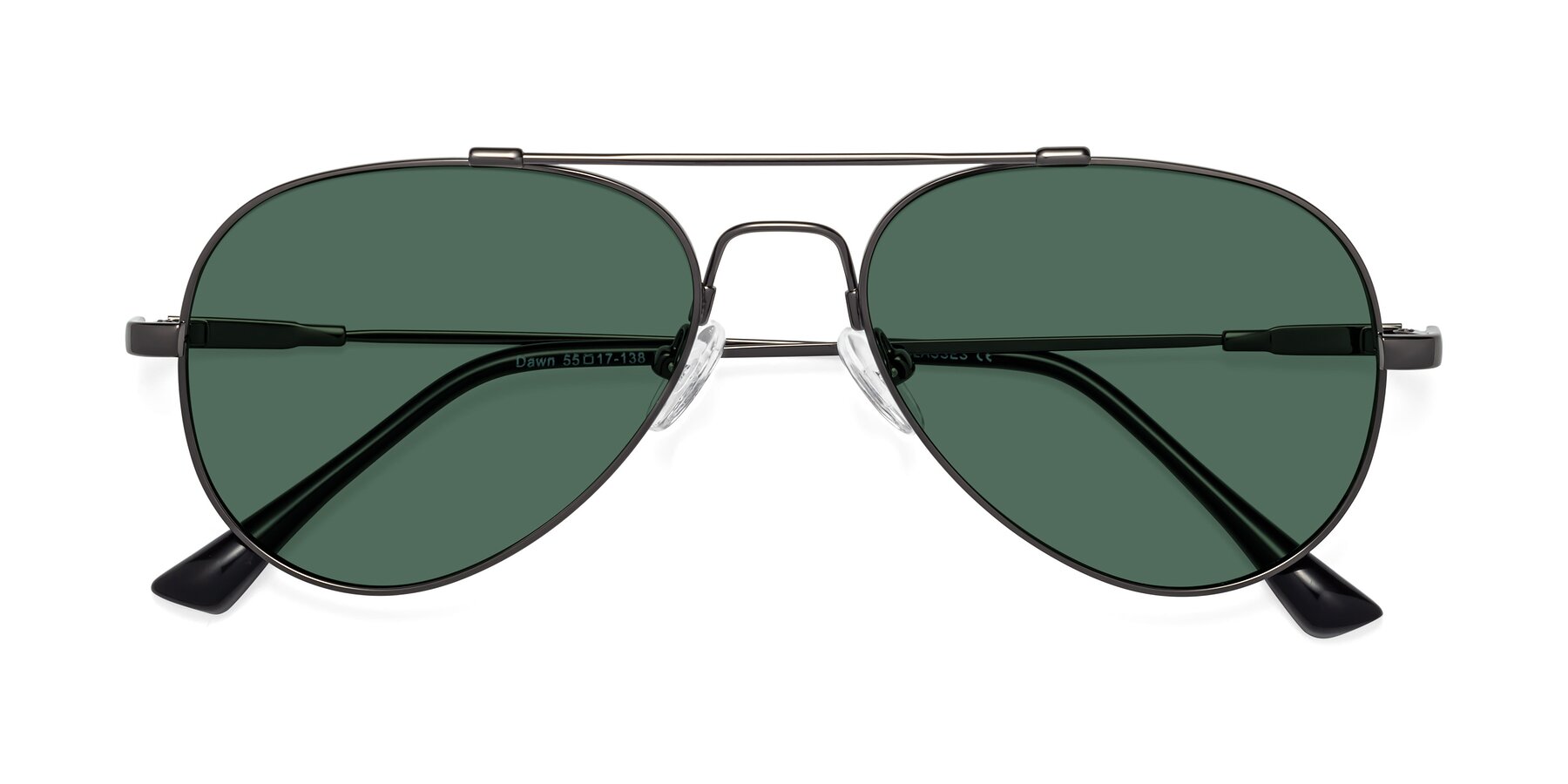 Folded Front of Dawn in Gunmetal with Green Polarized Lenses