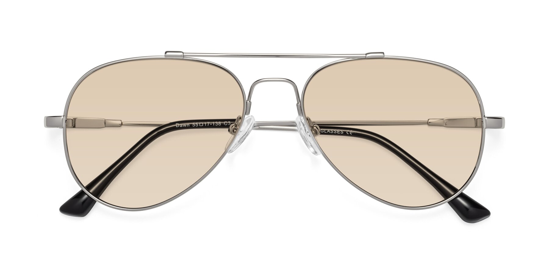 Folded Front of Dawn in Silver with Light Brown Tinted Lenses