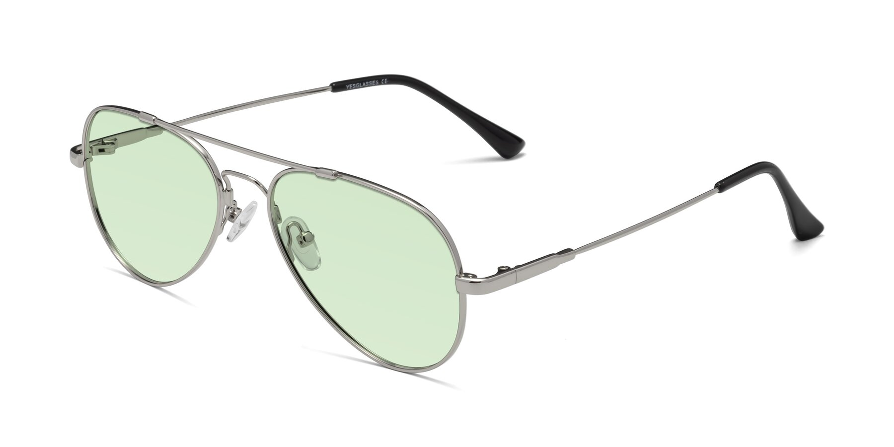 Angle of Dawn in Silver with Light Green Tinted Lenses