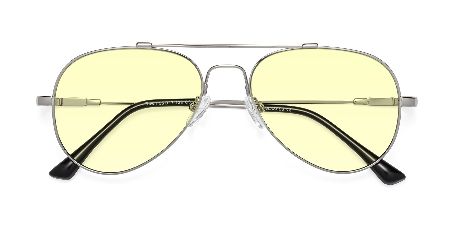 Folded Front of Dawn in Silver with Light Yellow Tinted Lenses
