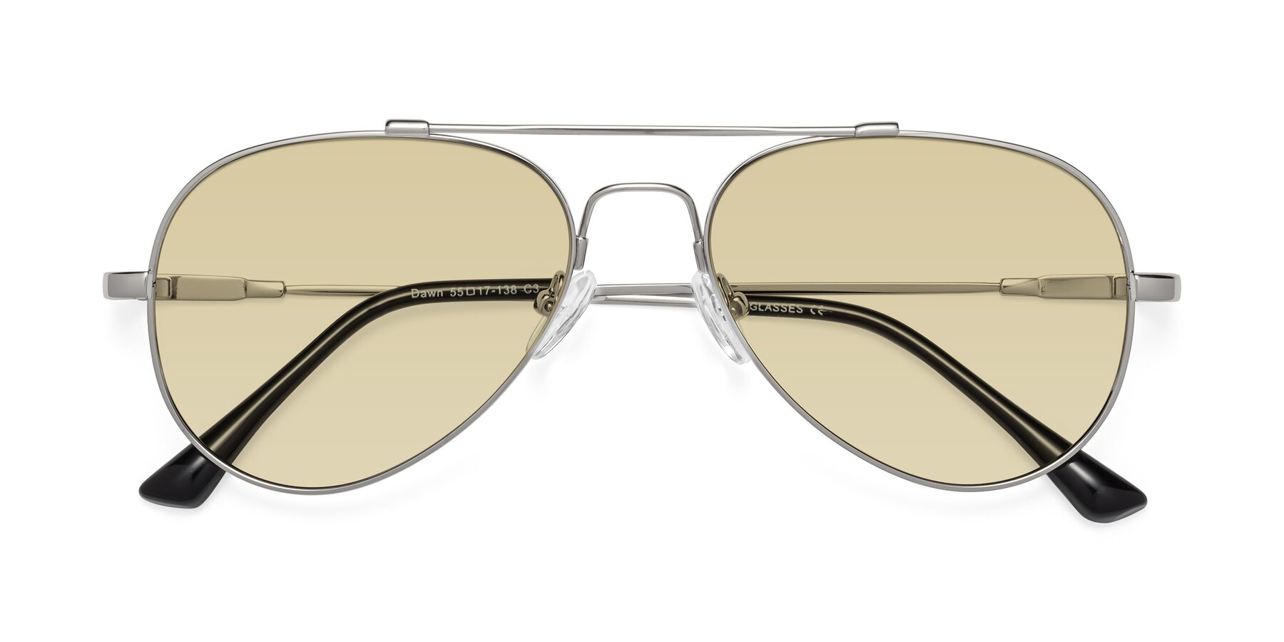 Folded Front of Dawn in Silver with Light Champagne Tinted Lenses