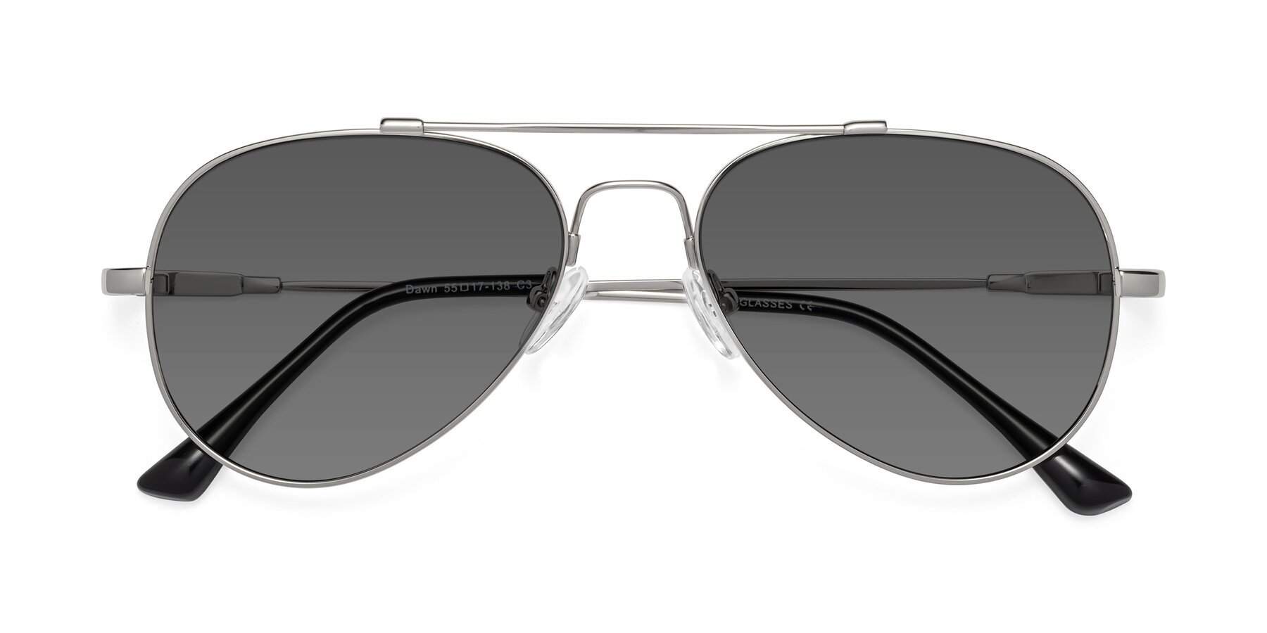 Folded Front of Dawn in Silver with Medium Gray Tinted Lenses