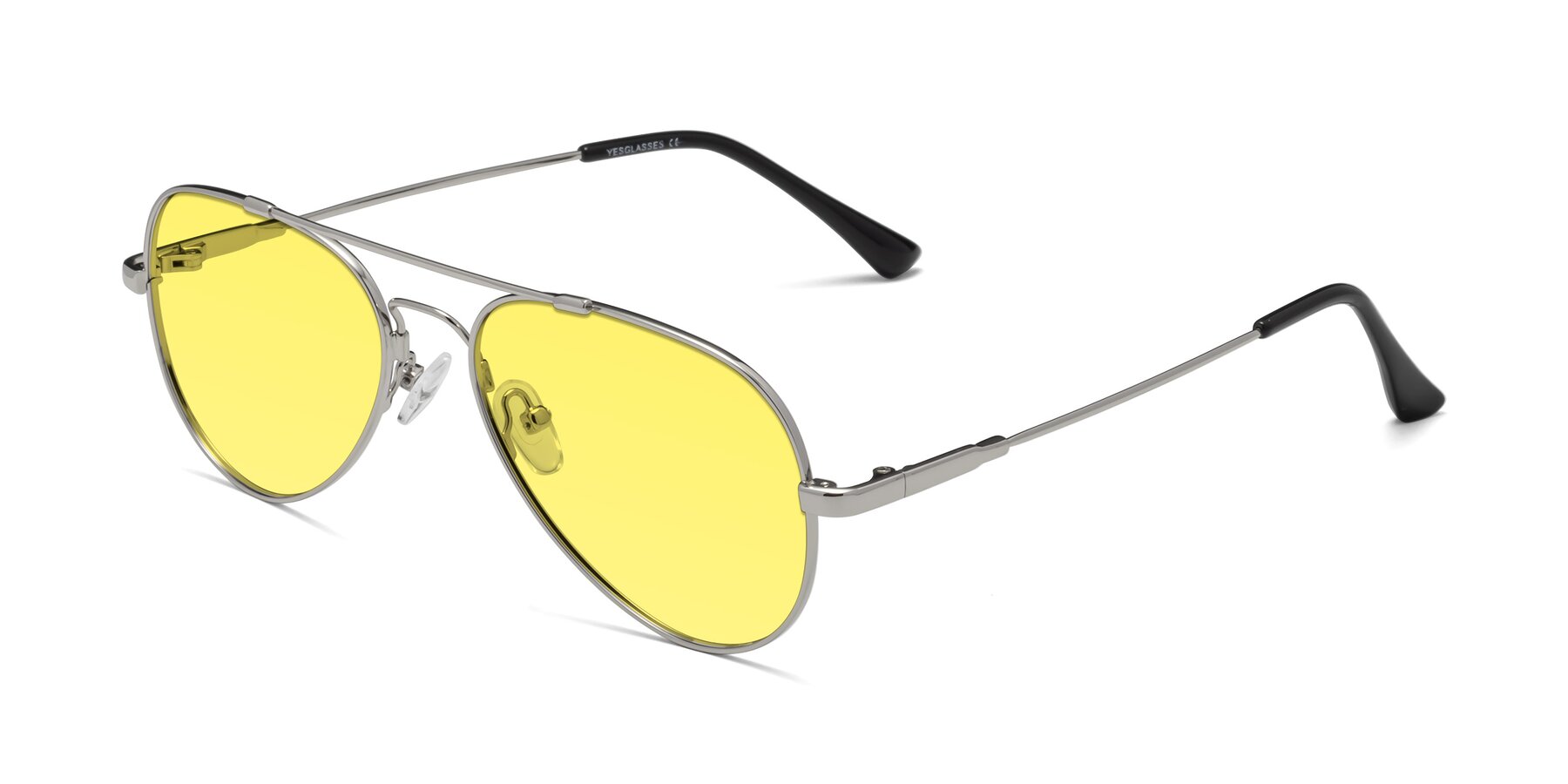 Angle of Dawn in Silver with Medium Yellow Tinted Lenses