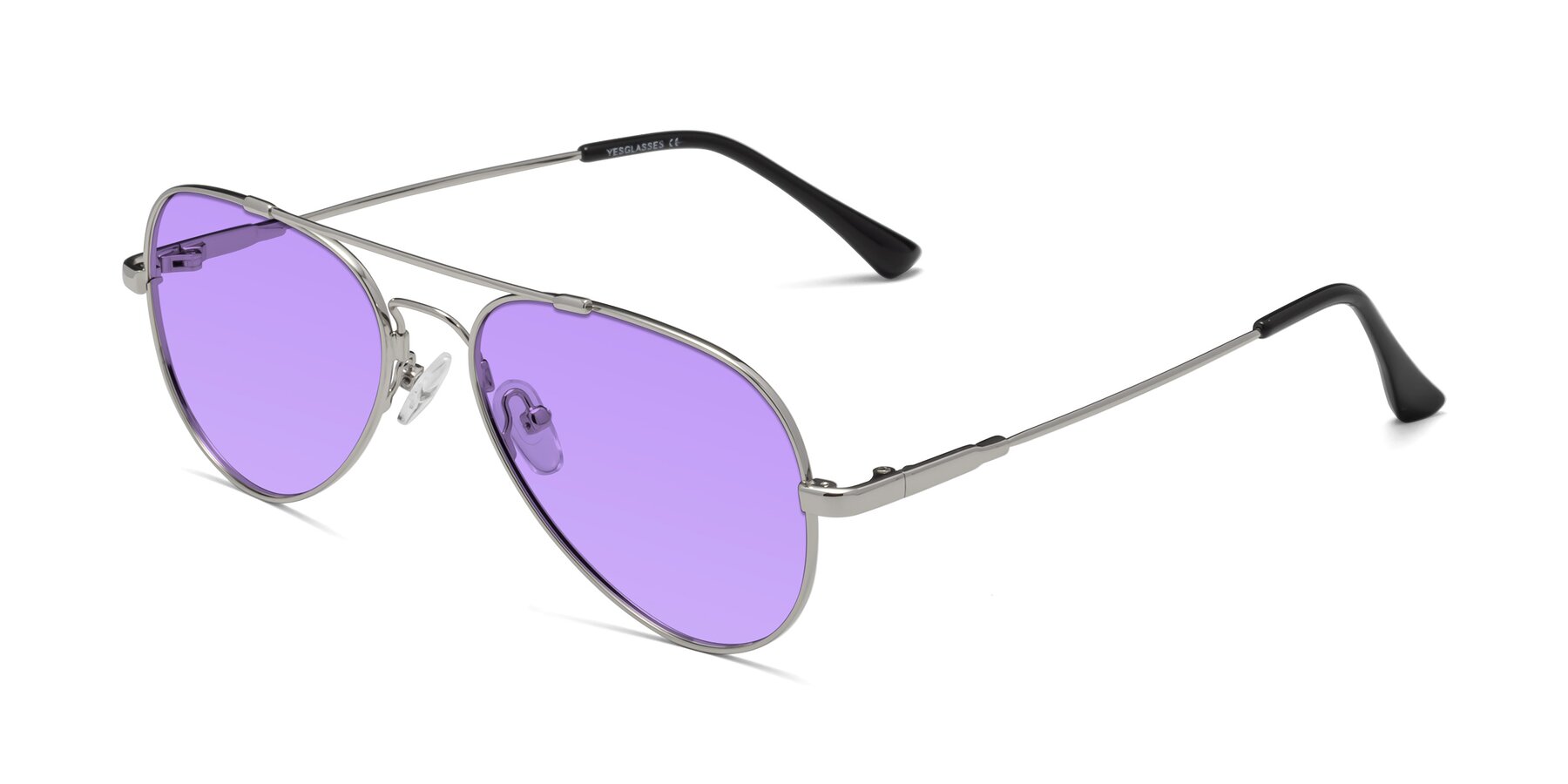 Angle of Dawn in Silver with Medium Purple Tinted Lenses