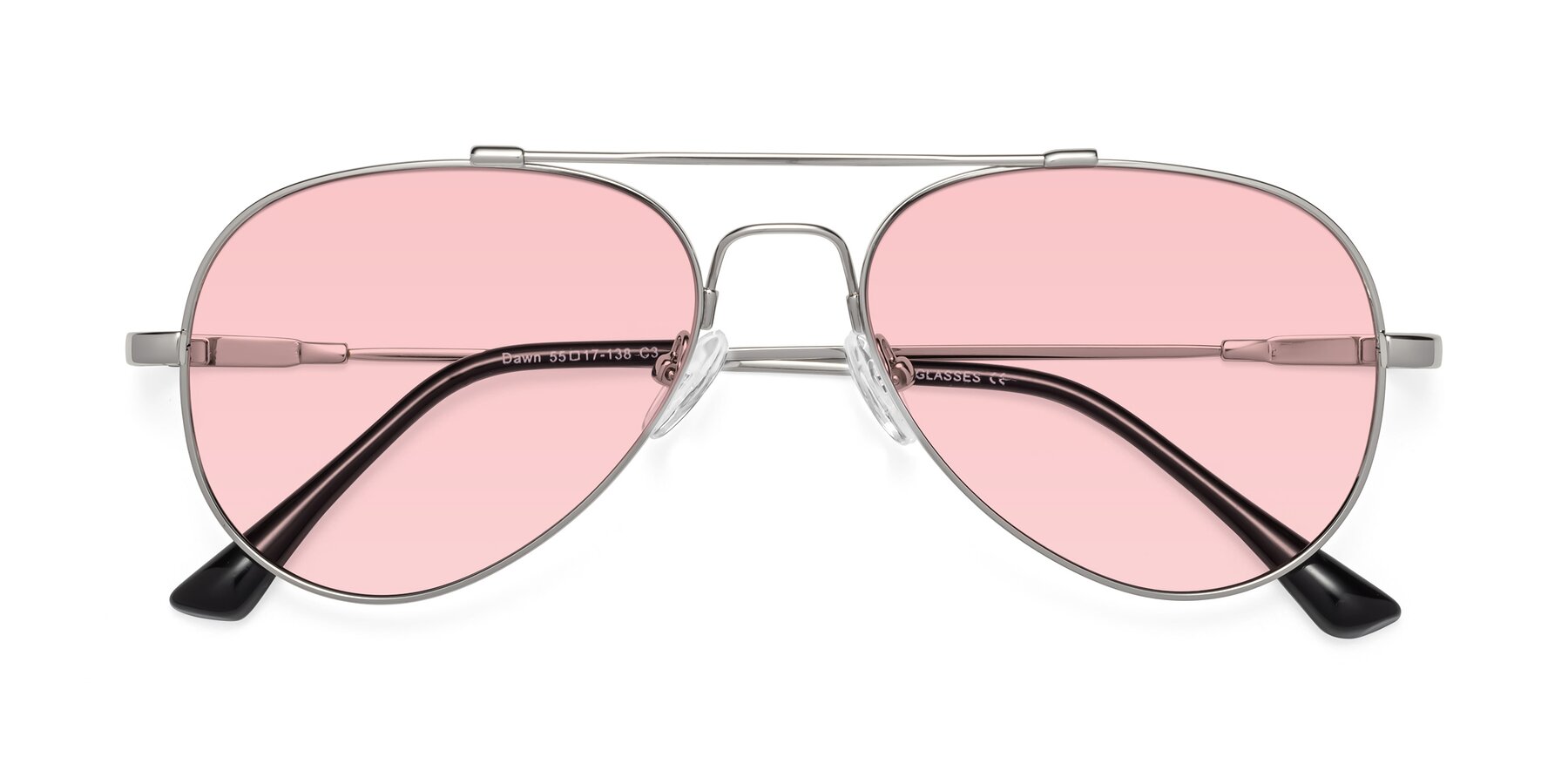 Folded Front of Dawn in Silver with Light Garnet Tinted Lenses