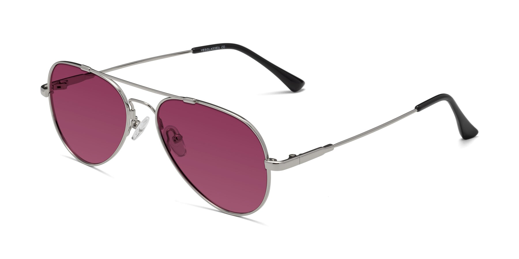 Angle of Dawn in Silver with Wine Tinted Lenses