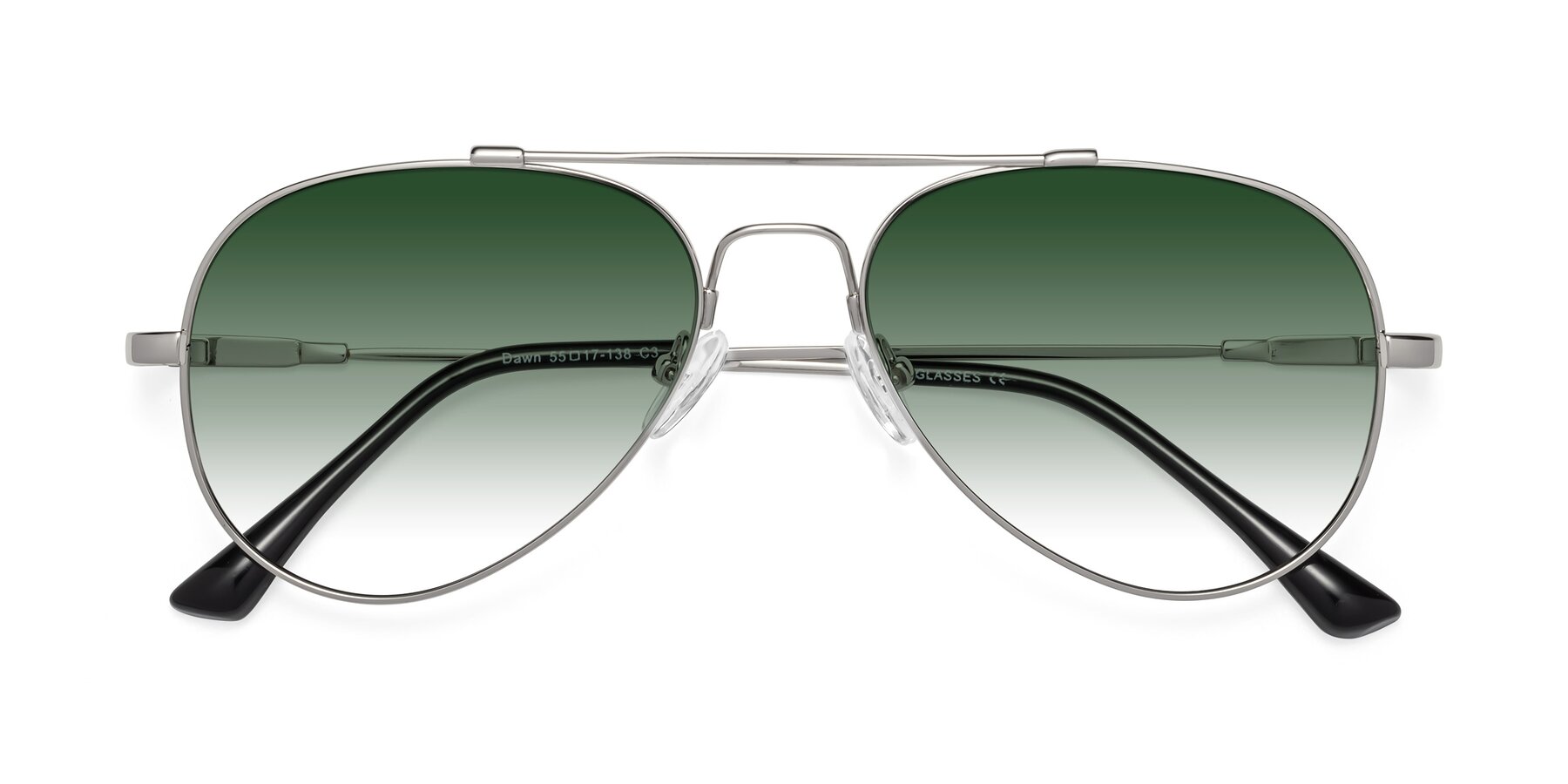 Folded Front of Dawn in Silver with Green Gradient Lenses
