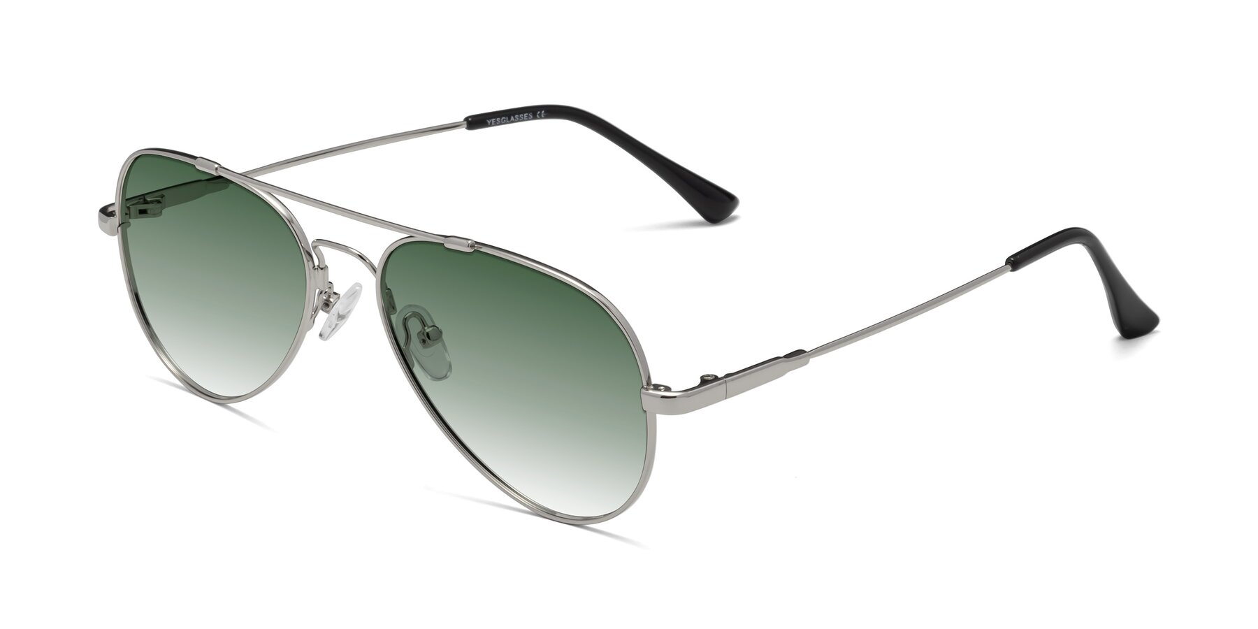 Angle of Dawn in Silver with Green Gradient Lenses