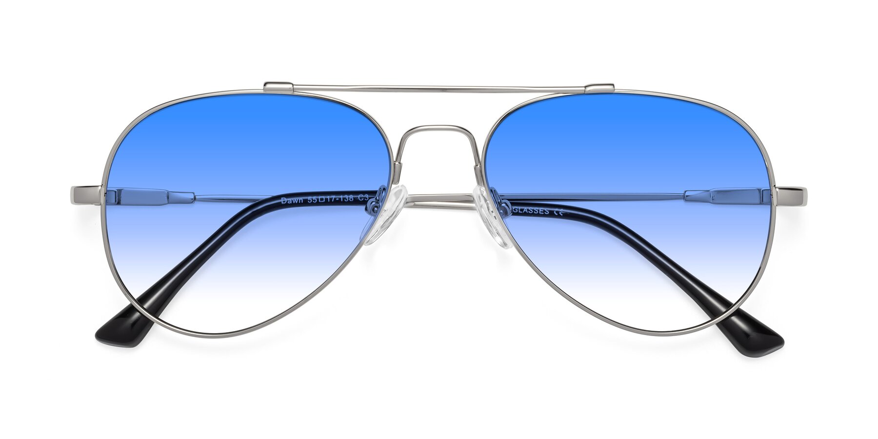 Folded Front of Dawn in Silver with Blue Gradient Lenses