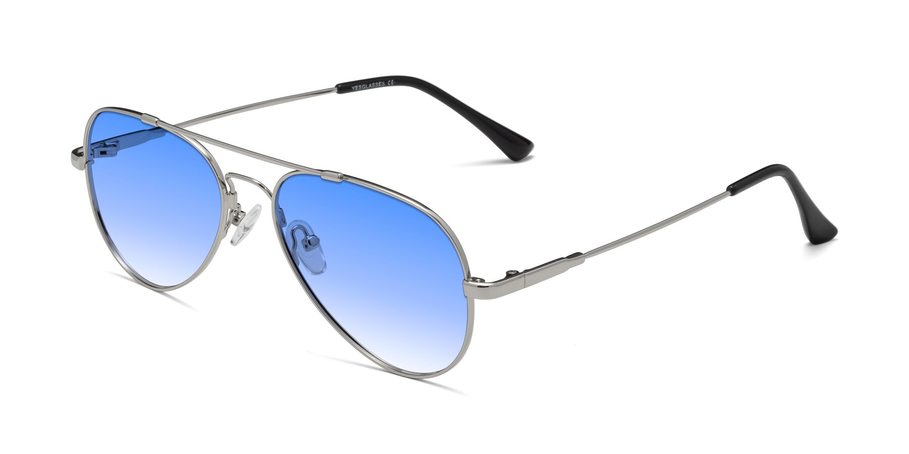 Angle of Dawn in Silver with Blue Gradient Lenses
