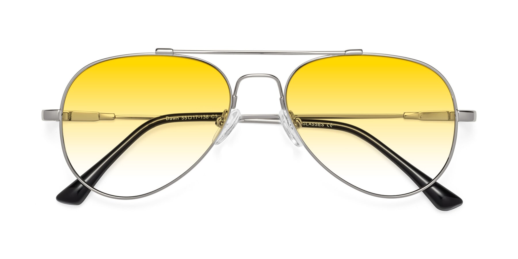 Folded Front of Dawn in Silver with Yellow Gradient Lenses