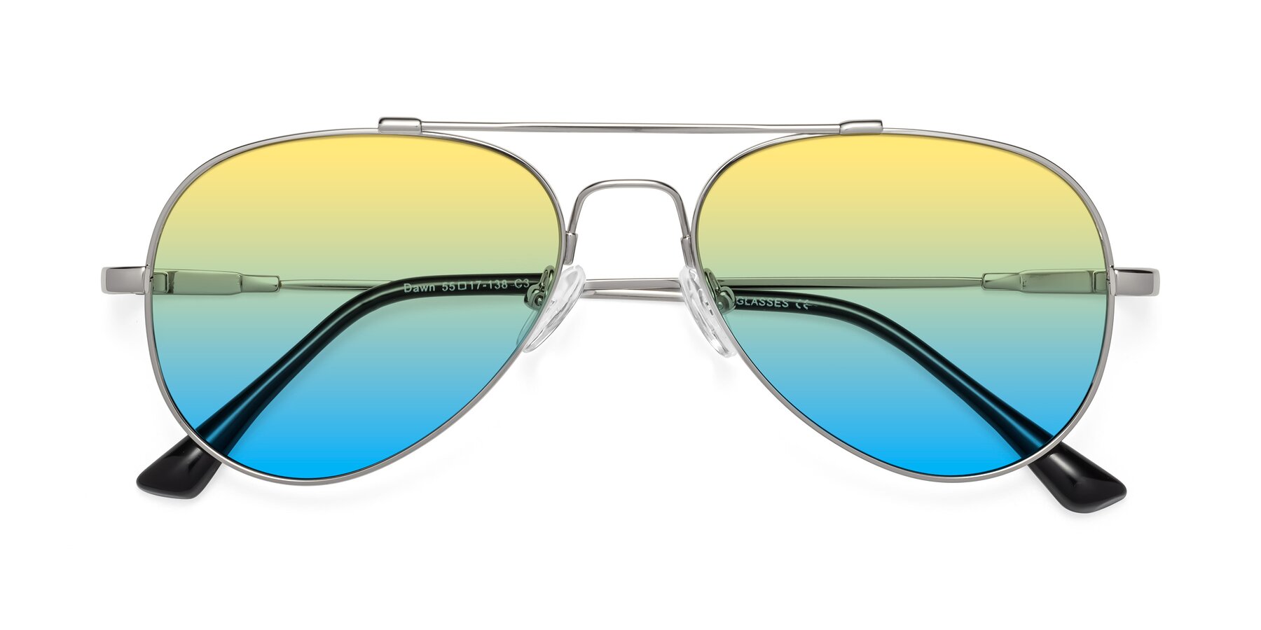 Folded Front of Dawn in Silver with Yellow / Blue Gradient Lenses