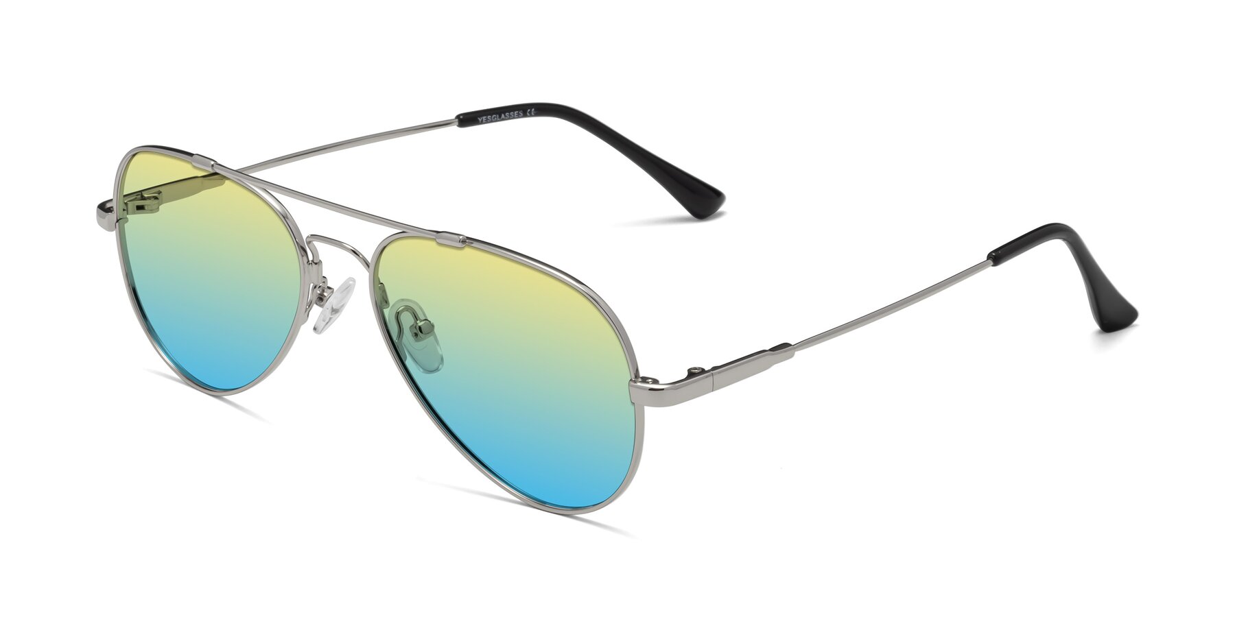 Angle of Dawn in Silver with Yellow / Blue Gradient Lenses