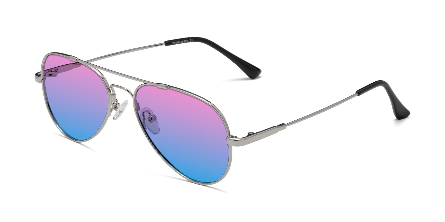 Angle of Dawn in Silver with Pink / Blue Gradient Lenses