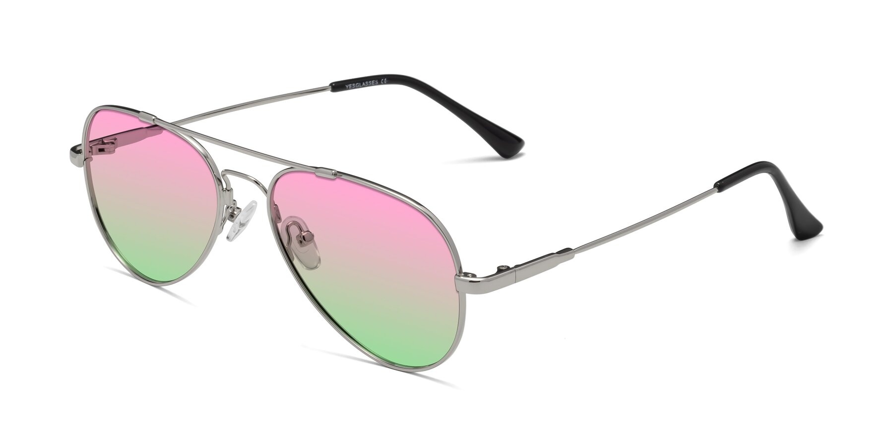 Angle of Dawn in Silver with Pink / Green Gradient Lenses