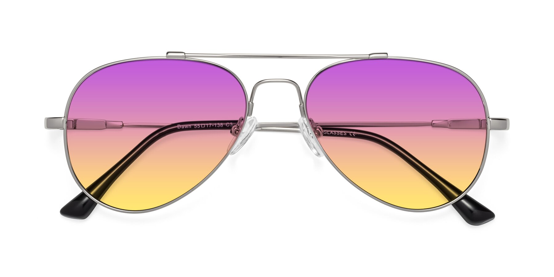 Folded Front of Dawn in Silver with Purple / Yellow Gradient Lenses