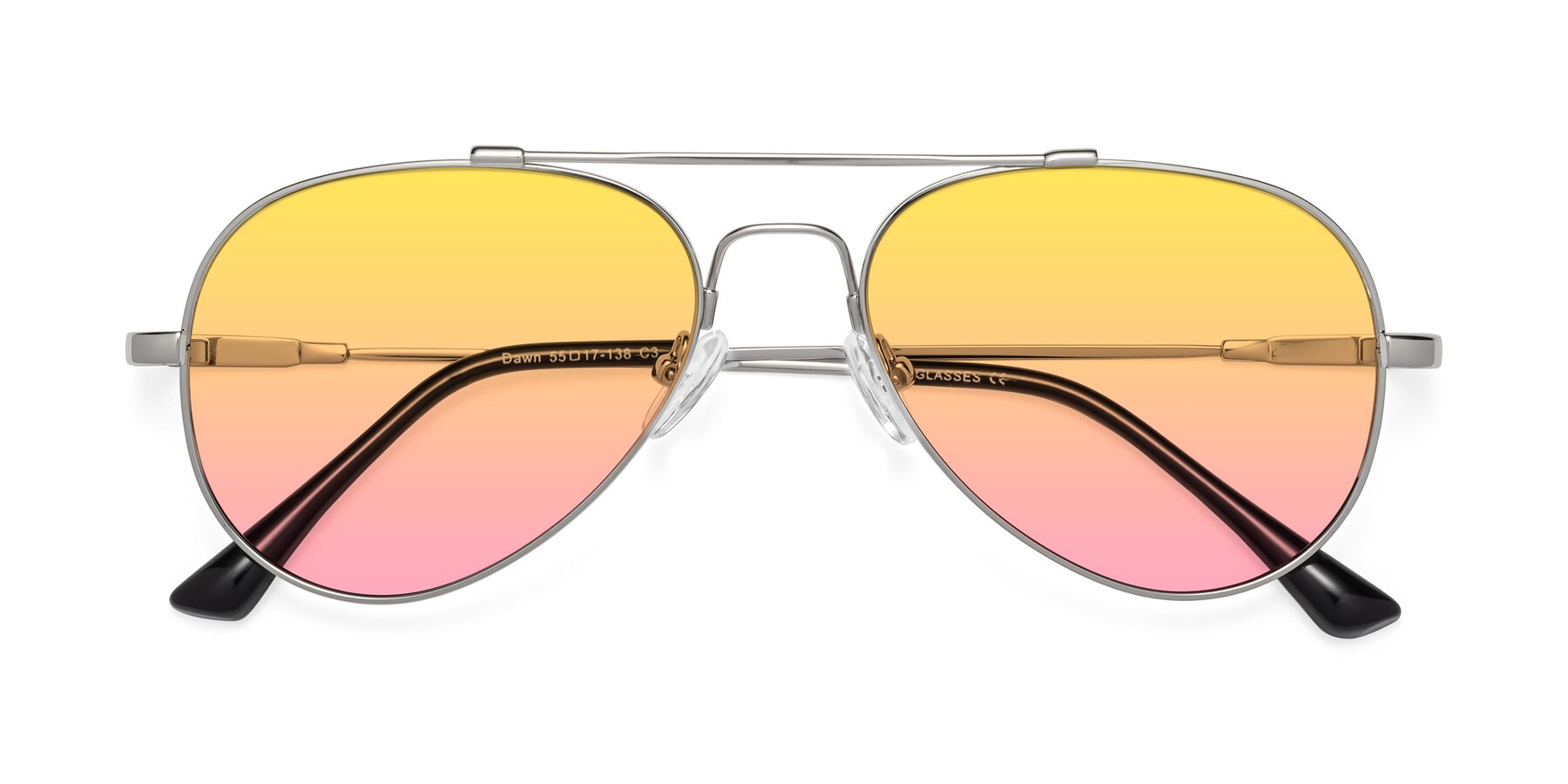 Folded Front of Dawn in Silver with Yellow / Pink Gradient Lenses