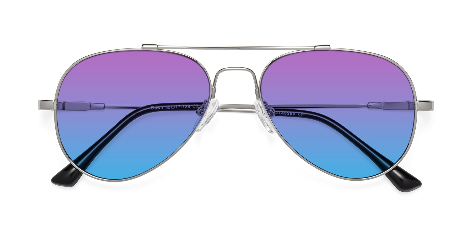 Folded Front of Dawn in Silver with Purple / Blue Gradient Lenses