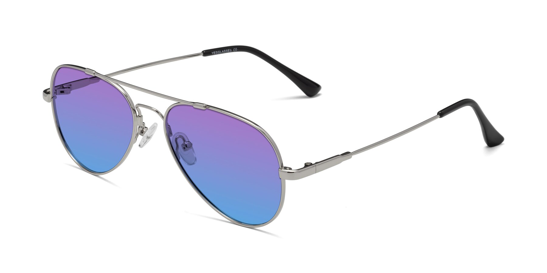 Angle of Dawn in Silver with Purple / Blue Gradient Lenses