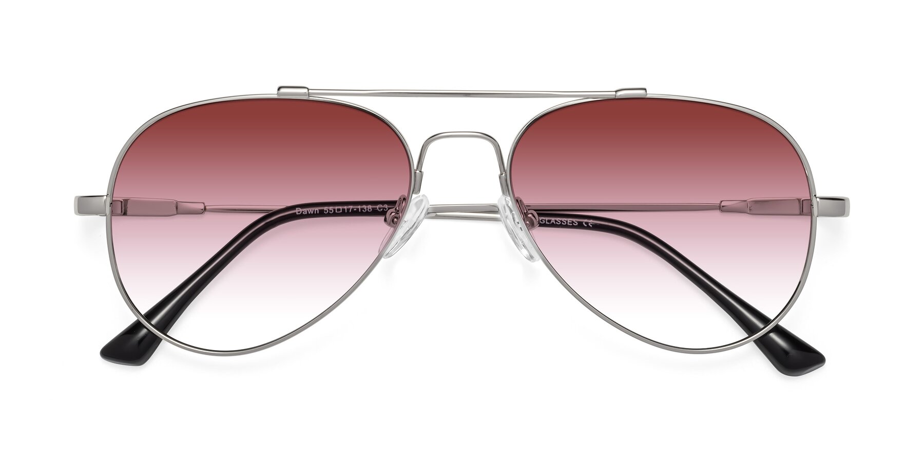 Folded Front of Dawn in Silver with Garnet Gradient Lenses